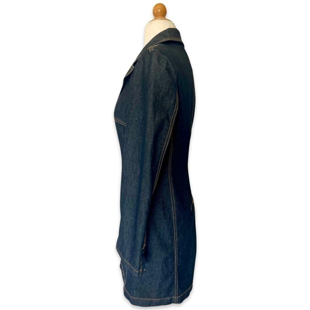 Bisou Bisou Y2K Petite S Dark Wash Denim Blazer Longline Jacket - Picture 4 of 11